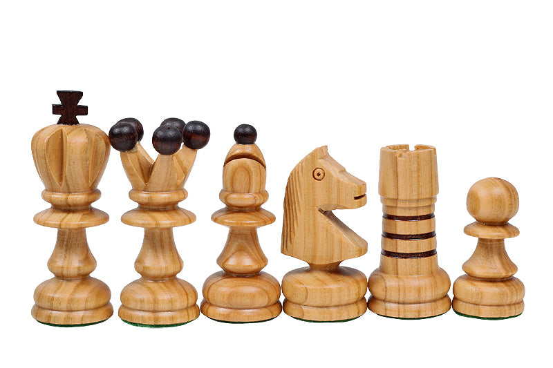 Jeu d'échecs PERLE en bois de charme avec échiquier en marqueterie de bois d'acajou et sysomore, de grande taille (41 x 41cm) - Ensemble Complet - Jeu d'échecs PERLE en bois de charme avec échiquier en marqueterie de bois d'acajou et sysomore, de grande taille (41 x 41cm) - Ensemble Complet