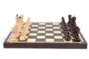 Jeu d'échecs d'AS Marron en bois de charme, de taille moyenne (41 x 41cm) - Ensemble Complet