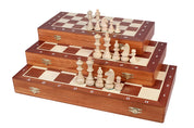 Jeu d'échecs DE TOURNOI No 6 en bois de charme avec l'échiquier en marqueterie de bois d'acajou et sycomore, de grande taille (54 x 54cm) - Ensemble Complet
