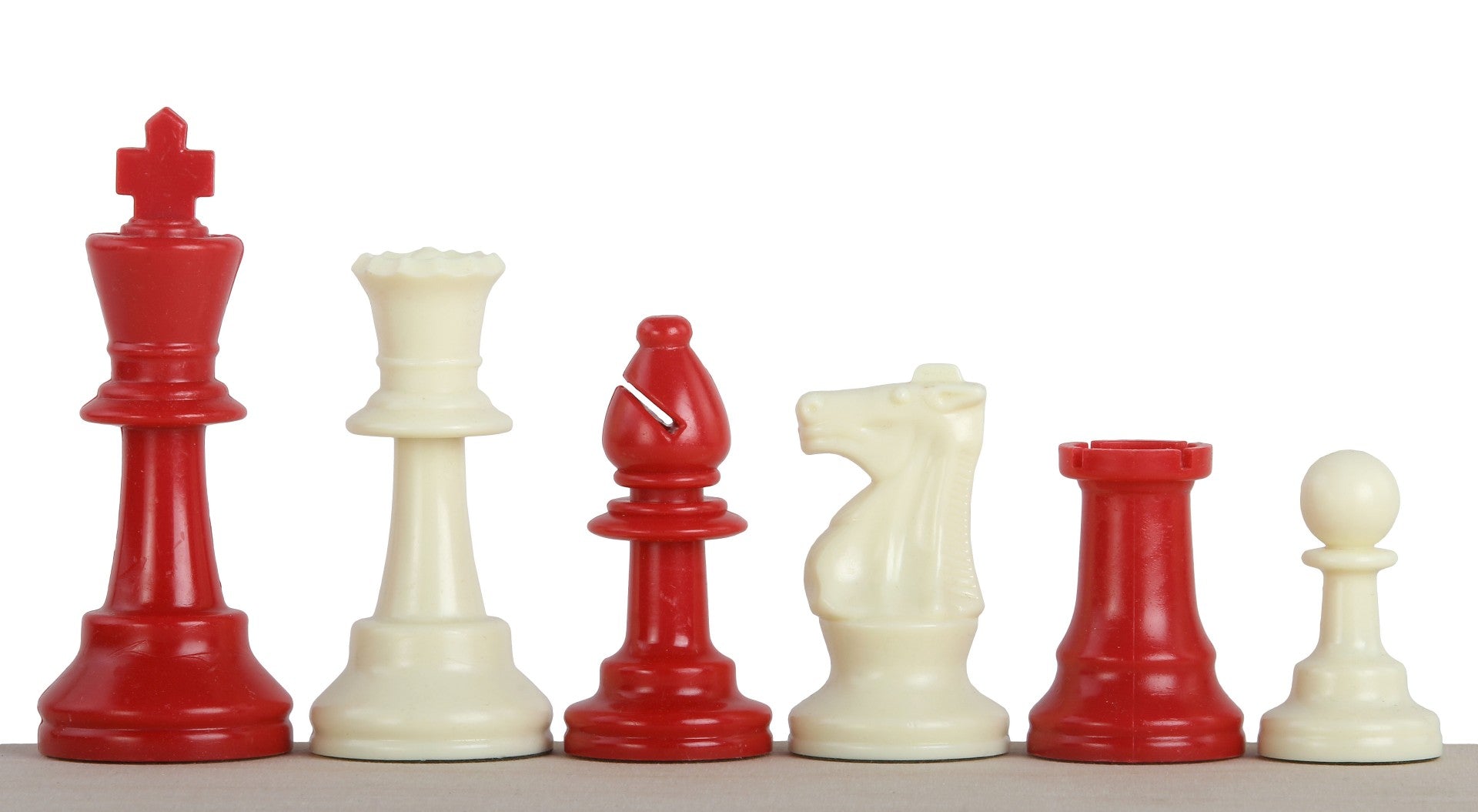Pièces d'échecs rouges en plastique feutrées de taille 6 - Pièces d'échecs rouges en plastique feutrées de taille 6