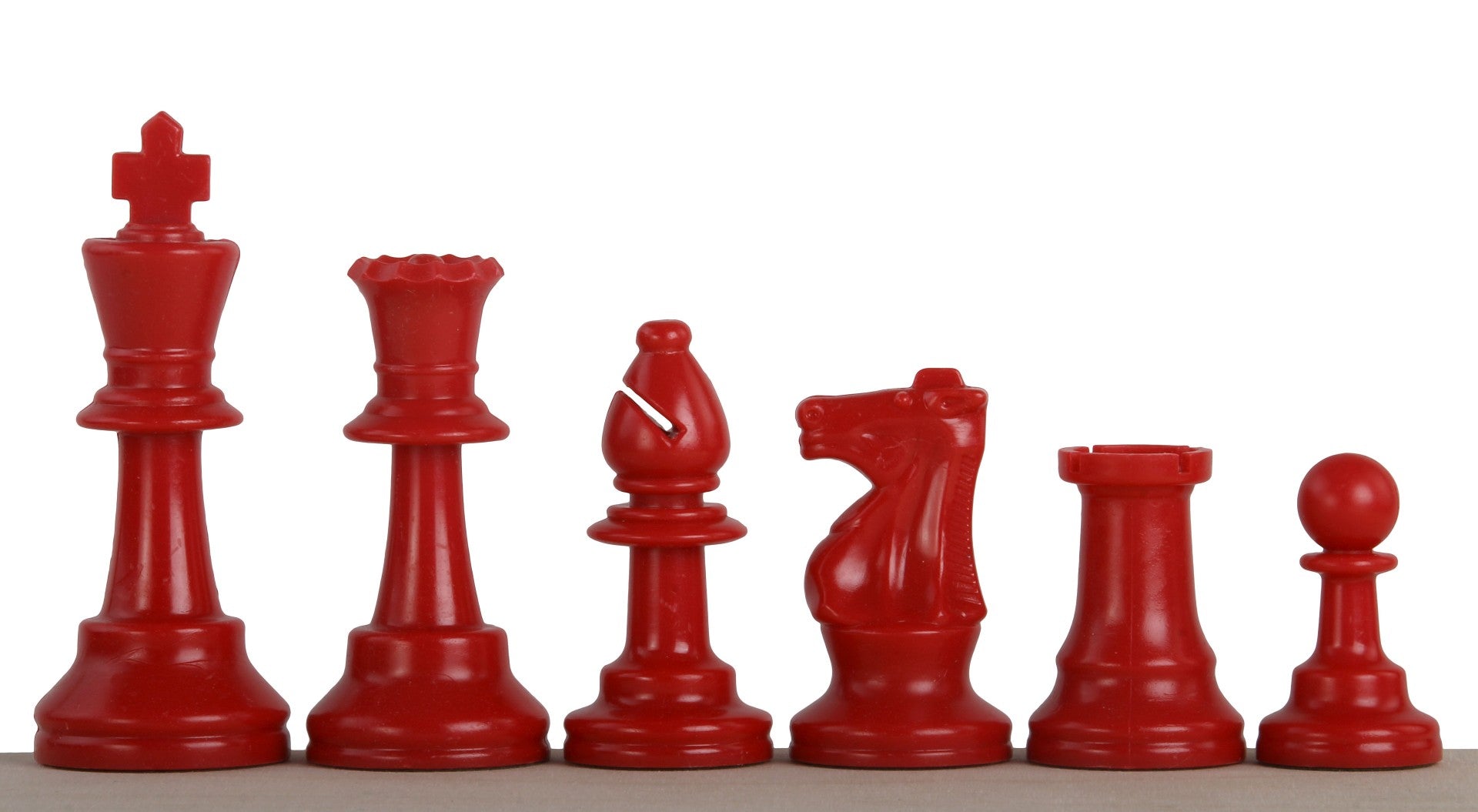 Pièces d'échecs rouges en plastique feutrées de taille 6 - Pièces d'échecs rouges en plastique feutrées de taille 6
