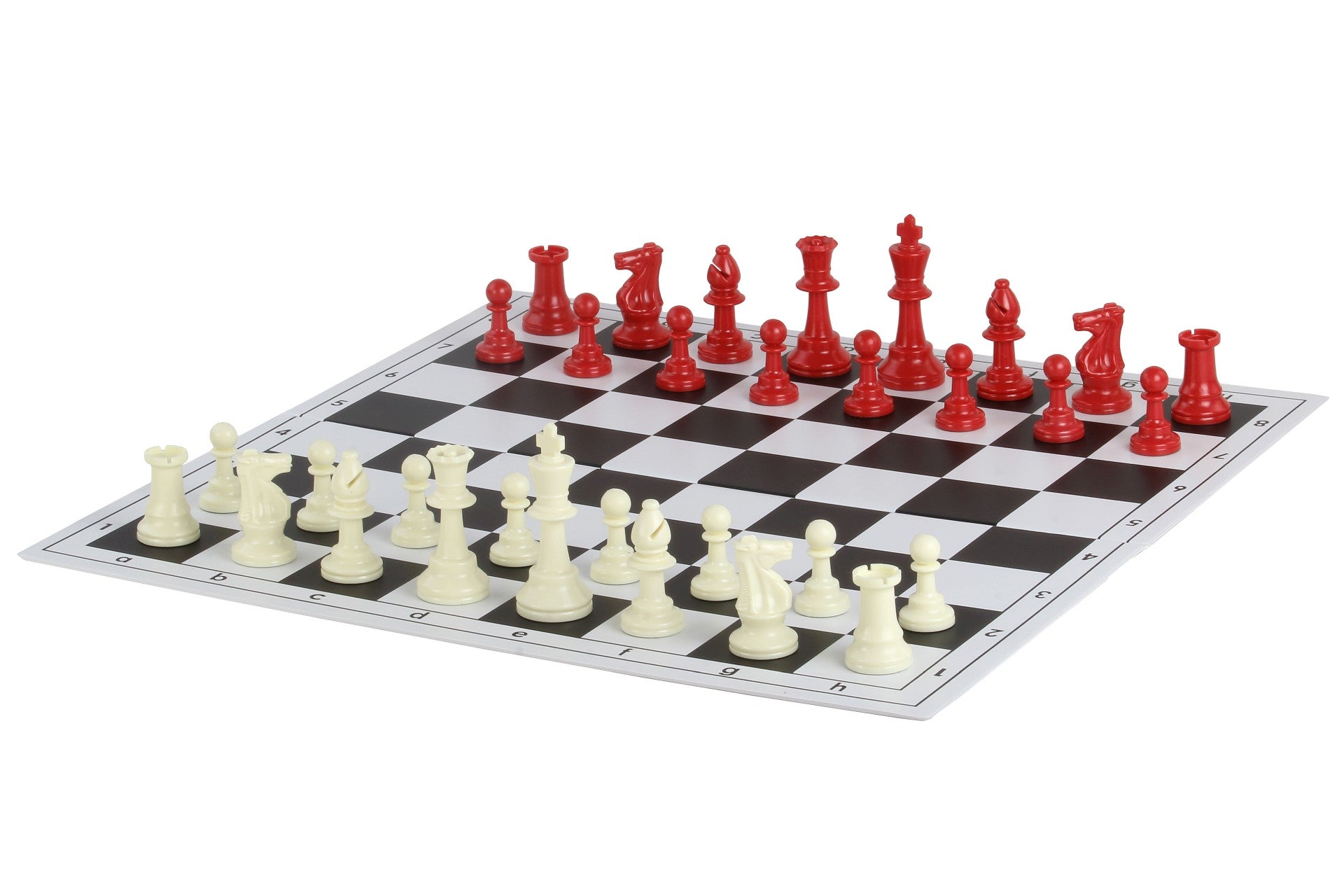 Pièces d'échecs rouges en plastique feutrées de taille 6 - Pièces d'échecs rouges en plastique feutrées de taille 6