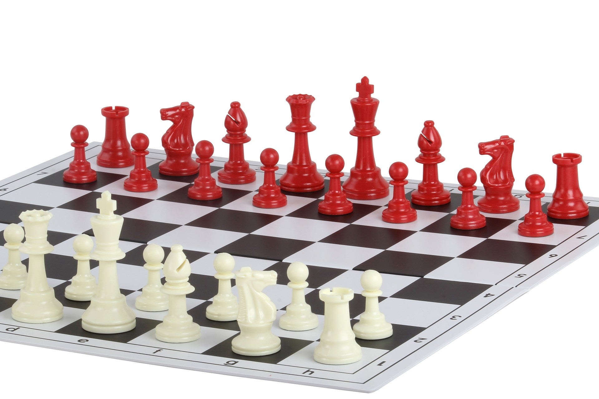Pièces d'échecs rouges en plastique feutrées de taille 6 - Pièces d'échecs rouges en plastique feutrées de taille 6