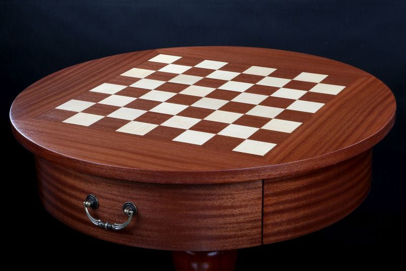 Table d'échecs Luxe en bois avec un plateau rond, sans pièces d'échecs - Table d'échecs Luxe en bois avec un plateau rond, sans pièces d'échecs