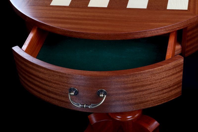 Table d'échecs Luxe en bois avec un plateau rond, sans pièces d'échecs - Table d'échecs Luxe en bois avec un plateau rond, sans pièces d'échecs