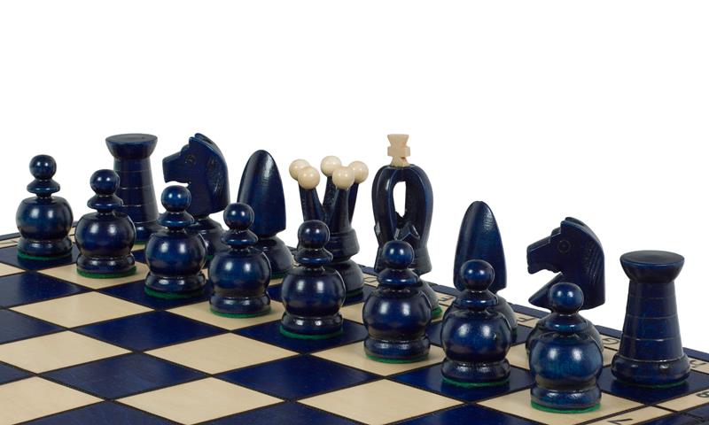 Jeu d'Echecs ROYAL Blue en bois de charme, de grande taille (44 x 44cm) - Ensemble Complet - Jeu d'Echecs ROYAL Blue en bois de charme, de grande taille (44 x 44cm) - Ensemble Complet