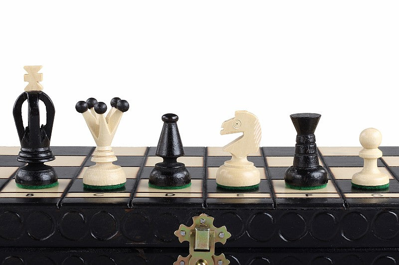 Jeu d'Echecs ROYAL Black en bois de charme, de taille moyenne (34 x 34cm) - Ensemble Complet noir - Jeu d'Echecs ROYAL Black en bois de charme, de taille moyenne (34 x 34cm) - Ensemble Complet noir