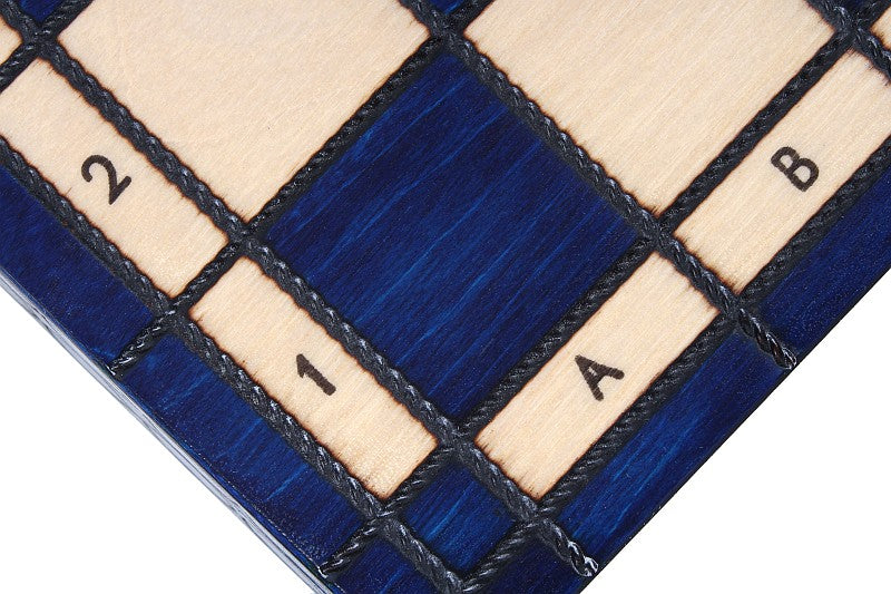 Jeu d'Echecs ROYAL Bleu en bois de charme, de taille moyenne (34 x 34cm) - Ensemble Complet - Jeu d'Echecs ROYAL Bleu en bois de charme, de taille moyenne (34 x 34cm) - Ensemble Complet