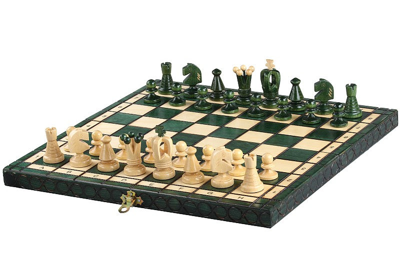 Jeu d'Echecs ROYAL Green en bois de charme, de taille moyenne (34 x 34cm) - Ensemble Complet - Jeu d'Echecs ROYAL Green en bois de charme, de taille moyenne (34 x 34cm) - Ensemble Complet