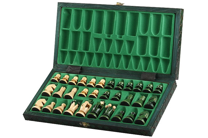 Jeu d'Echecs ROYAL Green en bois de charme, de taille moyenne (34 x 34cm) - Ensemble Complet - Jeu d'Echecs ROYAL Green en bois de charme, de taille moyenne (34 x 34cm) - Ensemble Complet