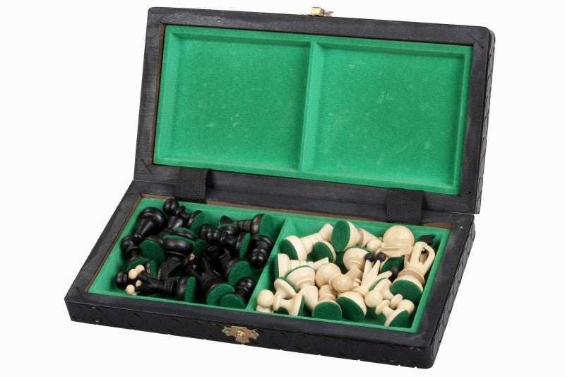 Jeu d'Echecs ROYAL Black en bois de charme, de petite taille (29 x 29cm) - Ensemble Complet - Jeu d'Echecs ROYAL Black en bois de charme, de petite taille (29 x 29cm) - Ensemble Complet