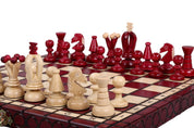 Jeu d'Echecs ROYAL Cherry en bois de charme, de petite taille (29 x 29cm) - Ensemble Complet