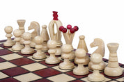 Jeu d'Echecs ROYAL Cherry en bois de charme, de petite taille (29 x 29cm) - Ensemble Complet