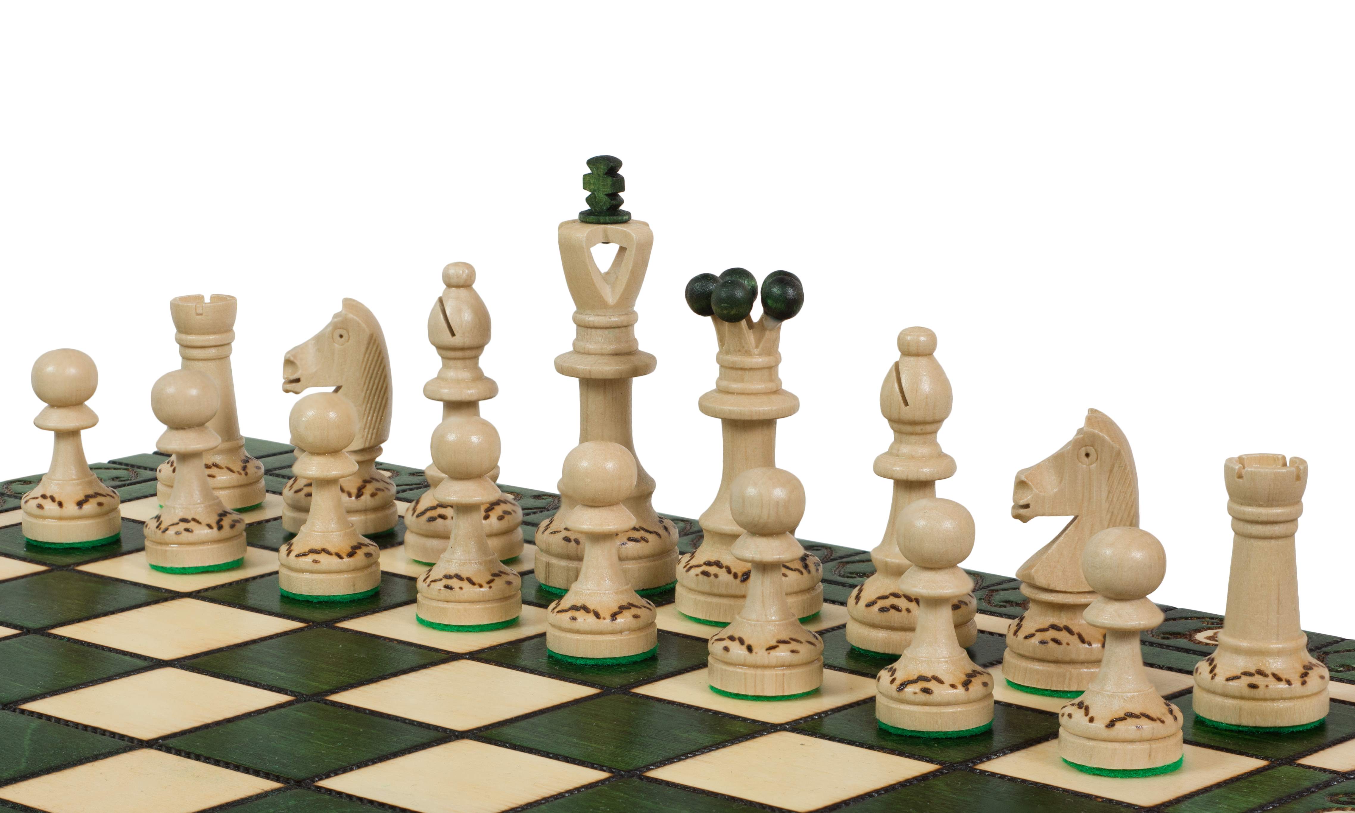 Jeu d'échecs SENATEUR Vert en bois de charme, de taille moyenne (41 x 41cm) - Ensemble Complet d'une nouvelle gamme - Jeu d'échecs SENATEUR Vert en bois de charme, de taille moyenne (41 x 41cm) - Ensemble Complet d'une nouvelle gamme