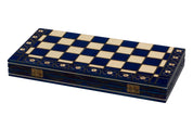 Jeu d'échecs SENATEUR Bleu en bois de charme, de taille moyenne (41 x 41cm) - Ensemble Complet d'une nouvelle gamme