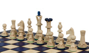 Jeu d'échecs SENATEUR Bleu en bois de charme, de taille moyenne (41 x 41cm) - Ensemble Complet d'une nouvelle gamme
