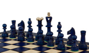 Jeu d'échecs SENATEUR Bleu en bois de charme, de taille moyenne (41 x 41cm) - Ensemble Complet d'une nouvelle gamme