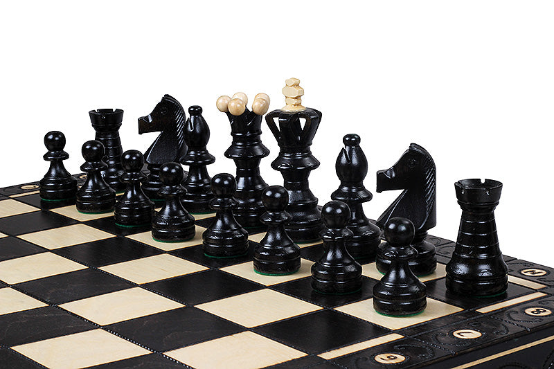 AMBASSADOR Black Échecs New Line (55x55cm) couleur noir - l'Ensemble complet - AMBASSADOR Black Échecs New Line (55x55cm) couleur noir - l'Ensemble complet