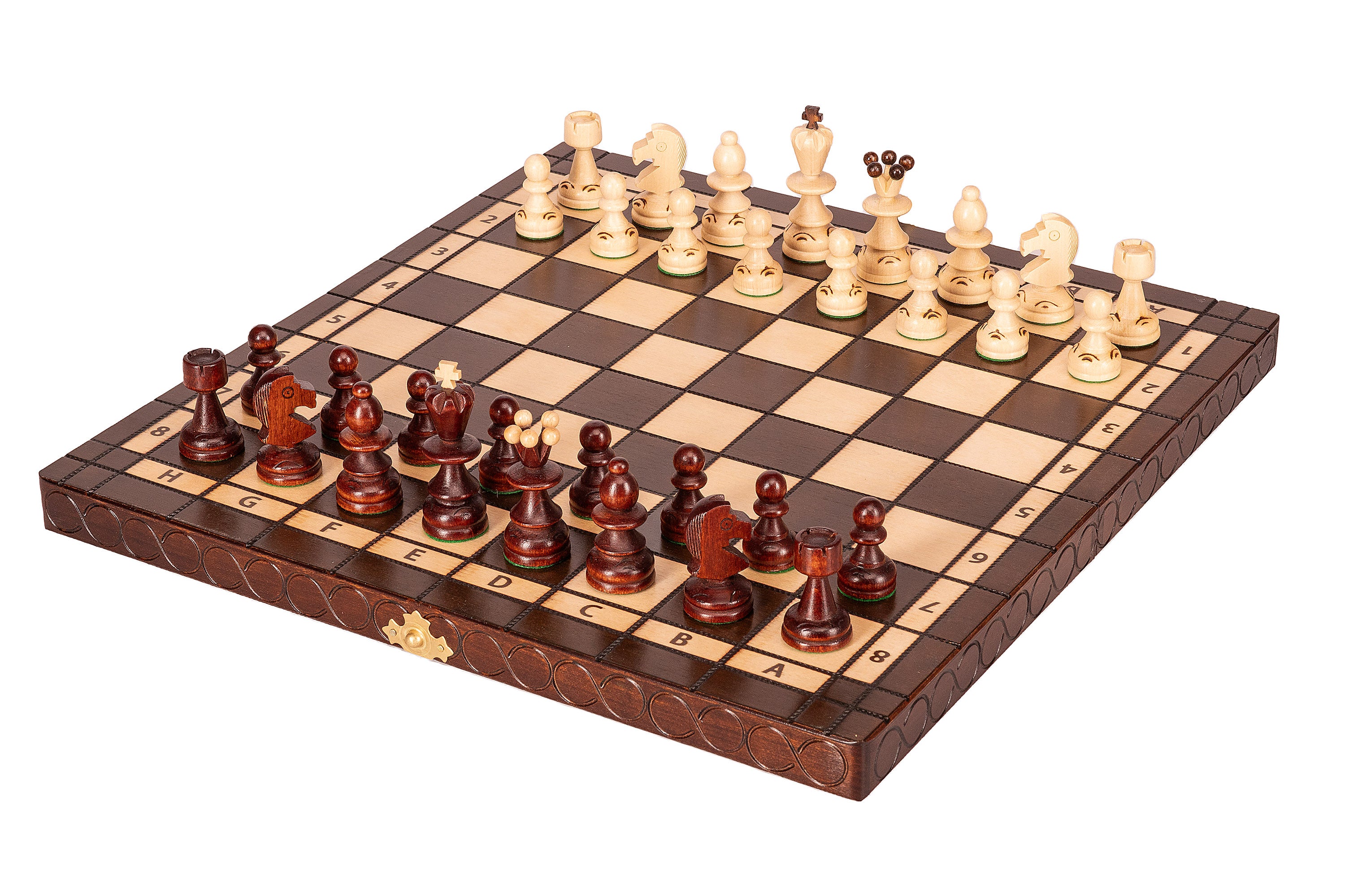 Jeu d'échecs PERLE Marron en bois de hêtre, de taille moyenne (36 x 36cm) - Ensemble Complet - Jeu d'échecs PERLE Marron en bois de hêtre, de taille moyenne (36 x 36cm) - Ensemble Complet
