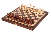 Jeu d'échecs PERLE Marron en bois de hêtre, de taille moyenne (36 x 36cm) - Ensemble Complet