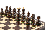 Jeu d'échecs PERLE Marron en bois de hêtre, de taille moyenne (36 x 36cm) - Ensemble Complet