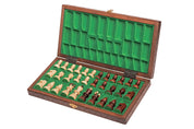 Jeu d'échecs PERLE Marron en bois de hêtre, de taille moyenne (36 x 36cm) - Ensemble Complet