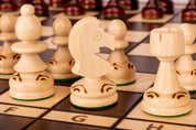 Jeu d'échecs PERLE Marron en bois de hêtre, de taille moyenne (36 x 36cm) - Ensemble Complet