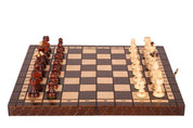 Jeu d'échecs PERLE Marron en bois de hêtre, de taille moyenne (36 x 36cm) - Ensemble Complet