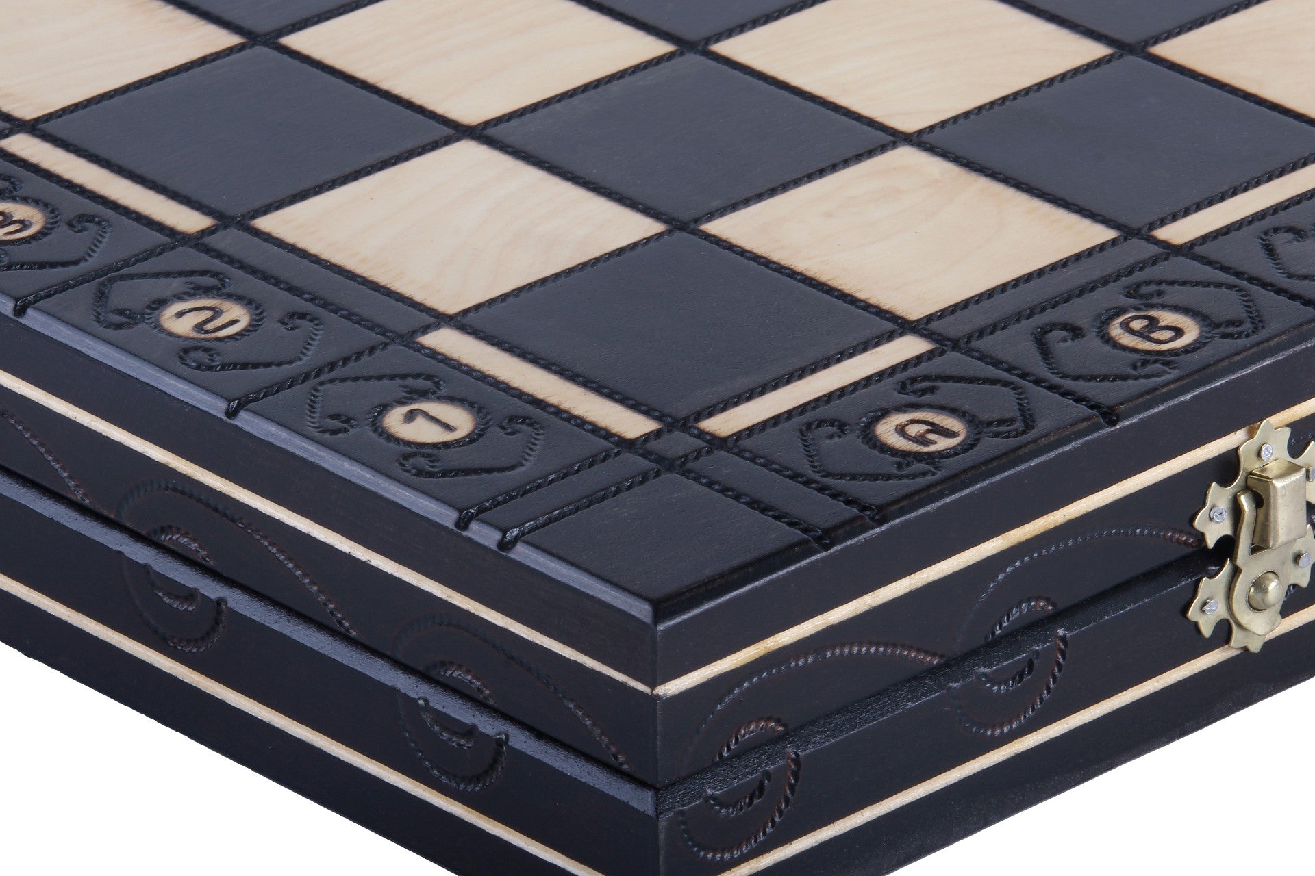 Jeu d'échecs CONSUL Black en bois de charme, de grande taille (48 x 48cm) - Ensemble Complet, couleur noire - Jeu d'échecs CONSUL Black en bois de charme, de grande taille (48 x 48cm) - Ensemble Complet, couleur noire