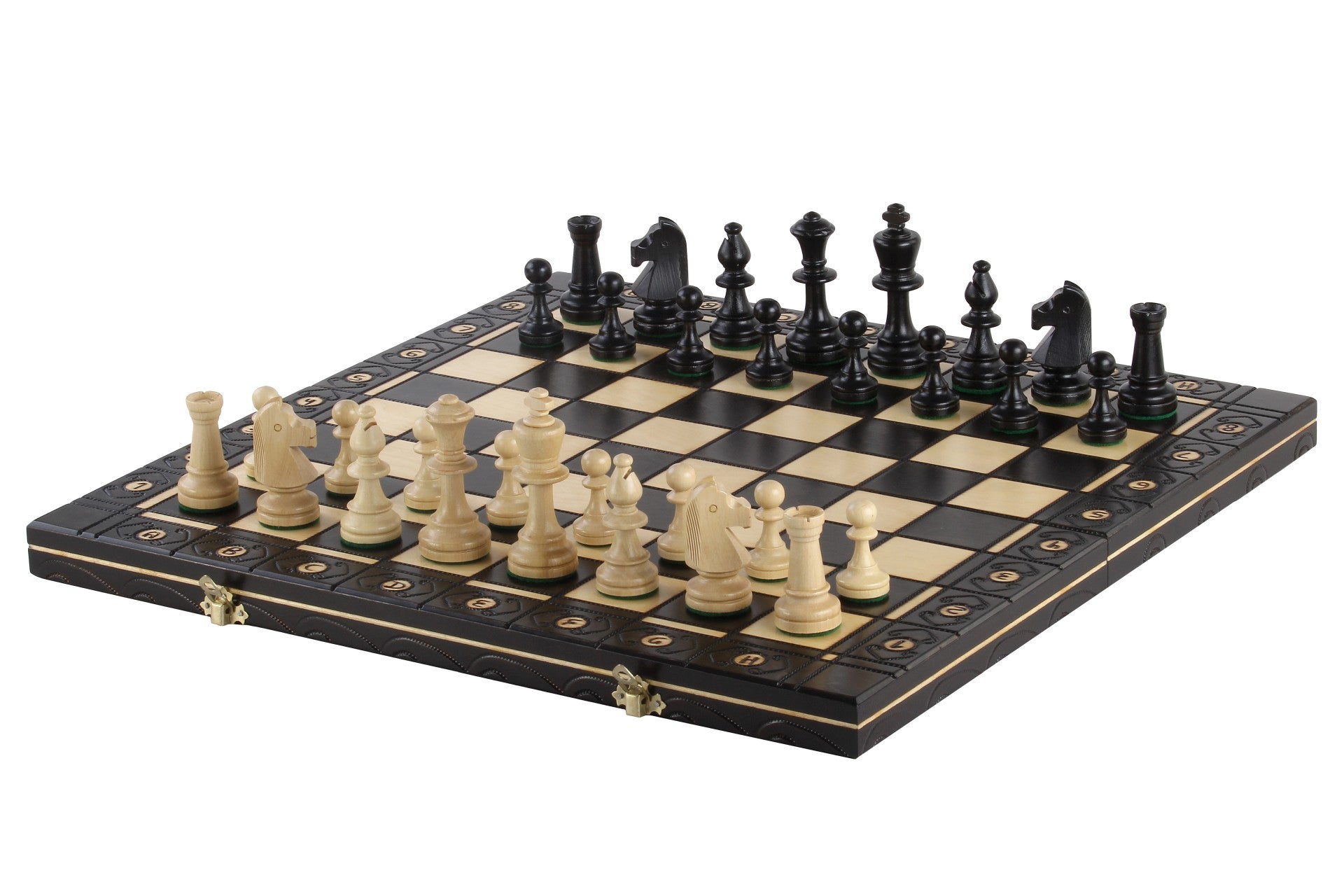 Jeu d'échecs CONSUL Black en bois de charme, de grande taille (48 x 48cm) - Ensemble Complet, couleur noire - Jeu d'échecs CONSUL Black en bois de charme, de grande taille (48 x 48cm) - Ensemble Complet, couleur noire