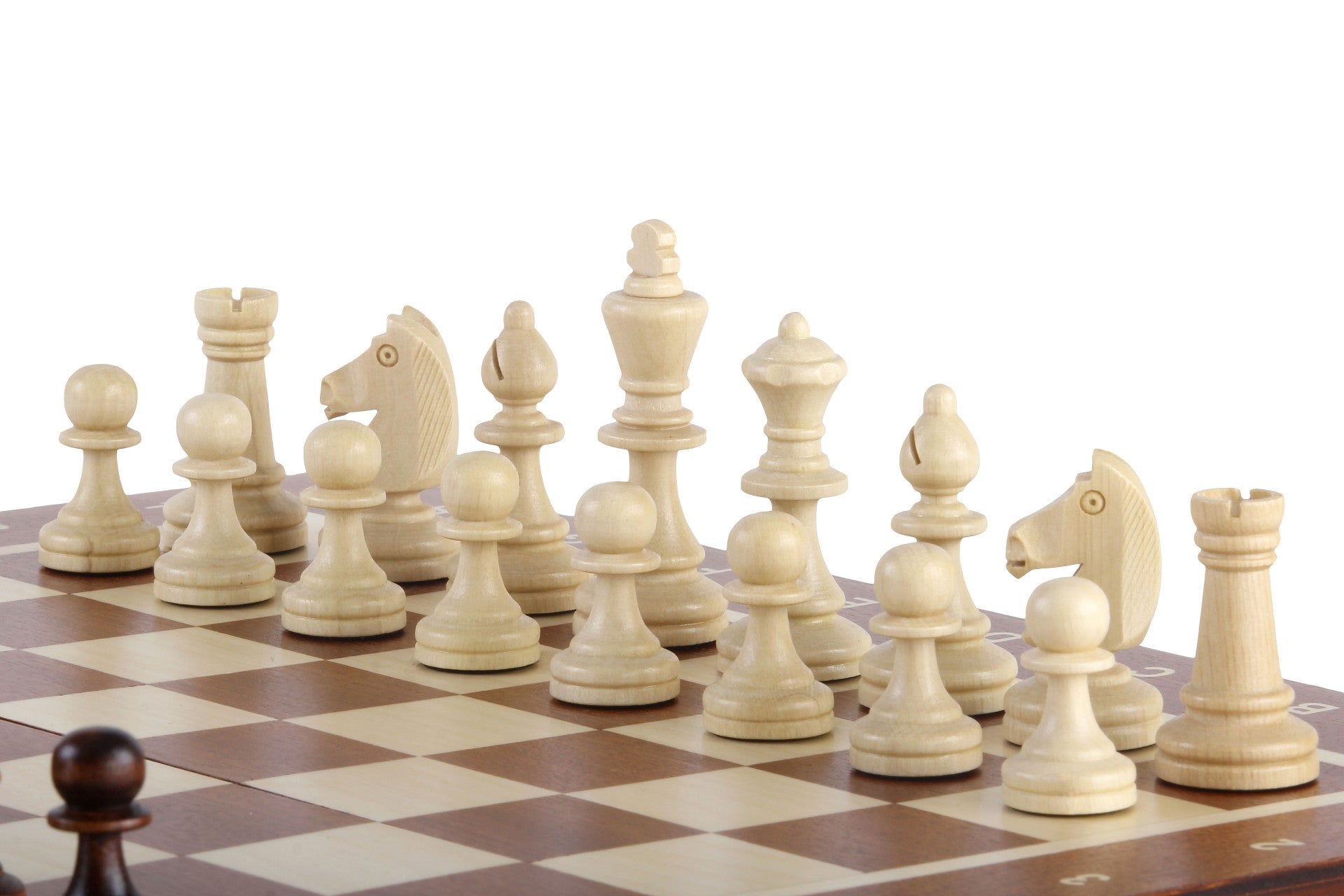 Jeu d'échecs MAGNETIQUE en marqueterie de bois d'acajou et de sycomore, de grande taille (35 x 35cm) - Ensemble Complet - Jeu d'échecs MAGNETIQUE en marqueterie de bois d'acajou et de sycomore, de grande taille (35 x 35cm) - Ensemble Complet
