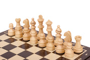 Jeu d'échecs MAGNETIQUE MINI Black en bois de charme, pliant, de petite taille (20 x 20cm) - Ensemble Complet