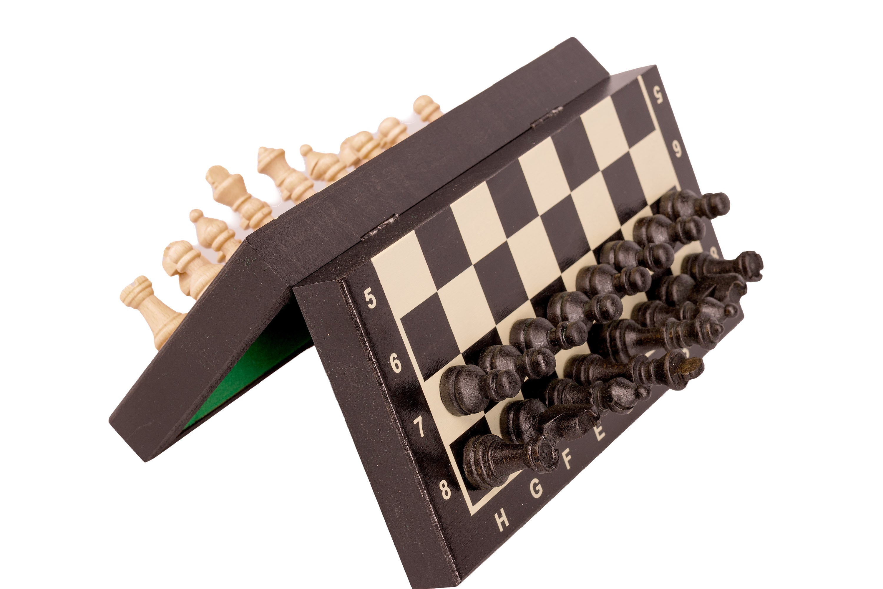 Jeu d'échecs MAGNETIQUE MINI Black en bois de charme, pliant, de petite taille (20 x 20cm) - Ensemble Complet - Jeu d'échecs MAGNETIQUE MINI Black en bois de charme, pliant, de petite taille (20 x 20cm) - Ensemble Complet
