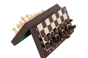 Jeu d'échecs MAGNETIQUE MINI Black en bois de charme, pliant, de petite taille (20 x 20cm) - Ensemble Complet