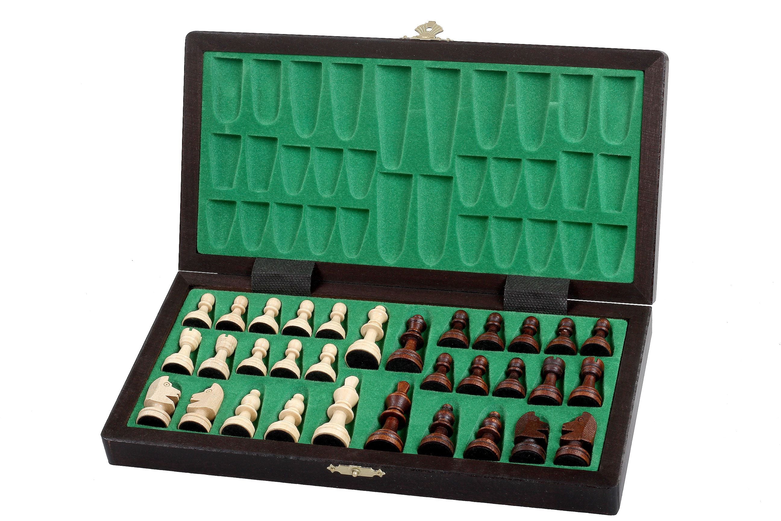 Jeu d'échecs MAGNETIQUE en bois de charme, pliant, de petite taille (28 x 28cm) - Ensemble Complet - Jeu d'échecs MAGNETIQUE en bois de charme, pliant, de petite taille (28 x 28cm) - Ensemble Complet