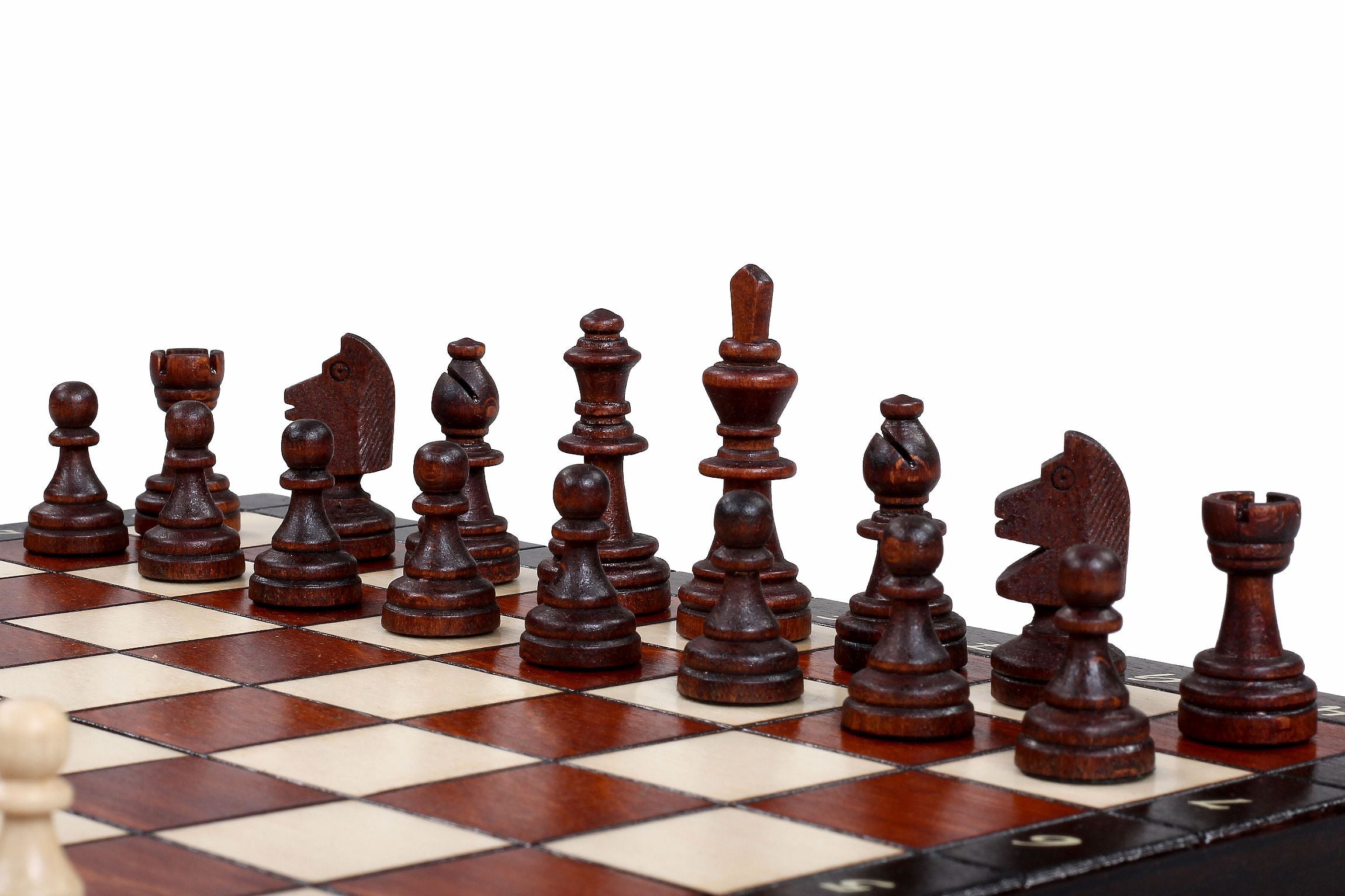 Jeu d'échecs MAGNETIQUE en bois de charme, pliant, de petite taille (28 x 28cm) - Ensemble Complet - Jeu d'échecs MAGNETIQUE en bois de charme, pliant, de petite taille (28 x 28cm) - Ensemble Complet