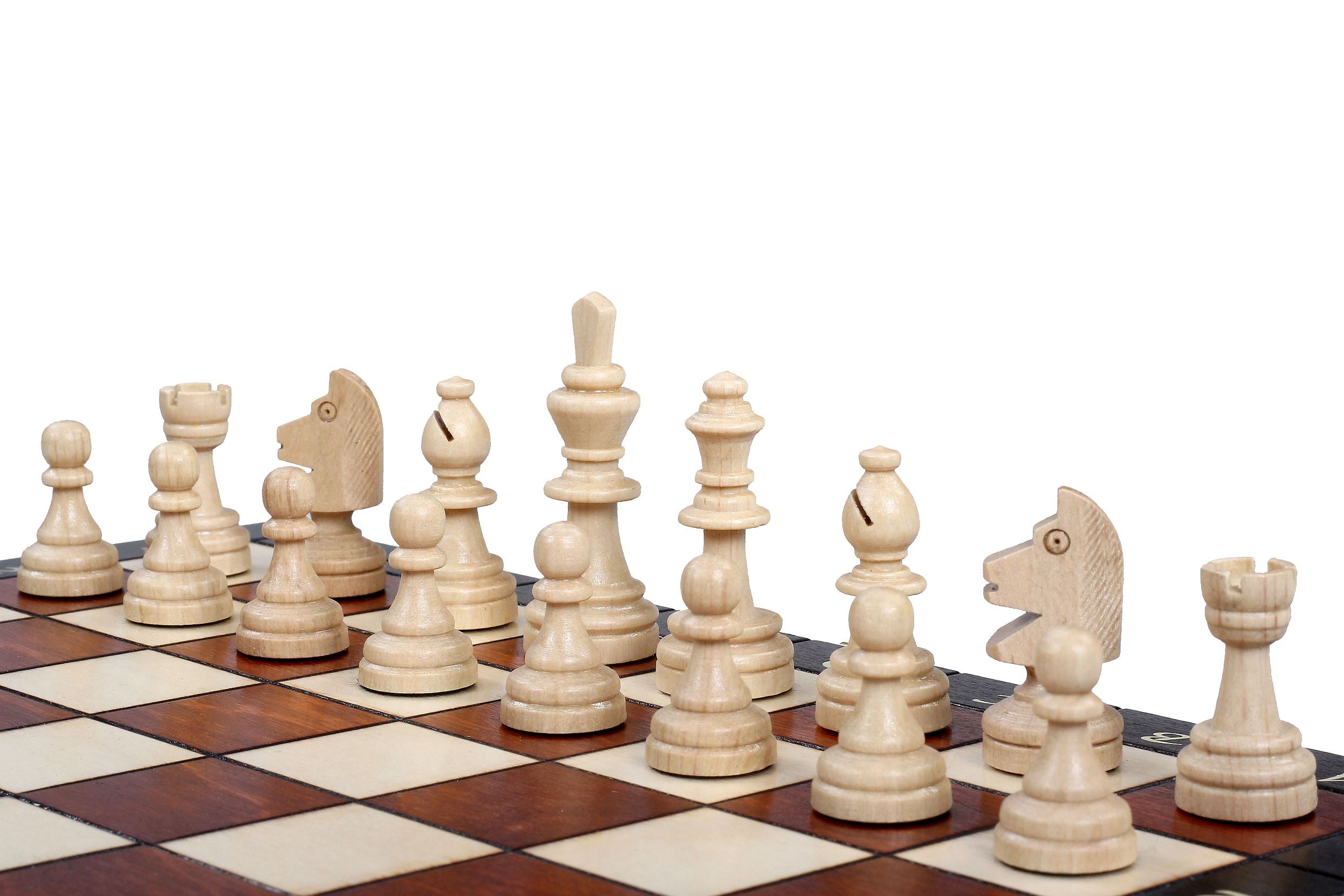 Jeu d'échecs MAGNETIQUE en bois de charme, pliant, de petite taille (28 x 28cm) - Ensemble Complet - Jeu d'échecs MAGNETIQUE en bois de charme, pliant, de petite taille (28 x 28cm) - Ensemble Complet