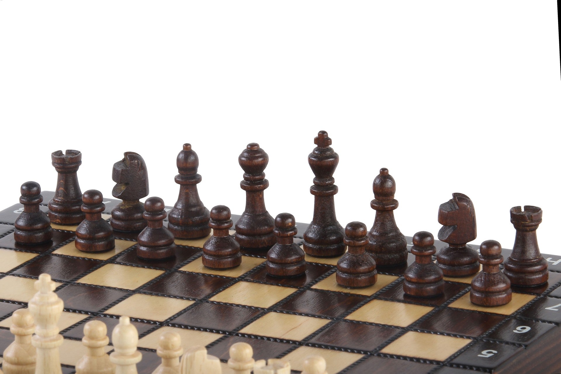 Jeu d'Echecs + Dames  + Backgammon en bois de charme, de petite taille (27 x 27cm) - Ensemble comprenant trois jeux pour deux joueurs - Jeu d'Echecs + Dames  + Backgammon en bois de charme, de petite taille (27 x 27cm) - Ensemble comprenant trois jeux pour deux joueurs