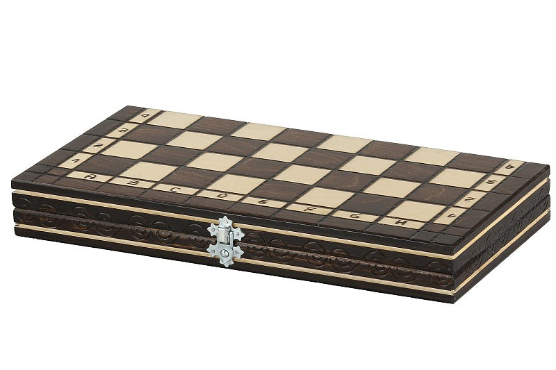 Jeu d'Echecs et de Dames Pliant en bois de cerisier, de petite taille (35 x 35cm) - Ensemble comprenant deux jeux pour deux joueurs - Jeu d'Echecs et de Dames Pliant en bois de cerisier, de petite taille (35 x 35cm) - Ensemble comprenant deux jeux pour deux joueurs