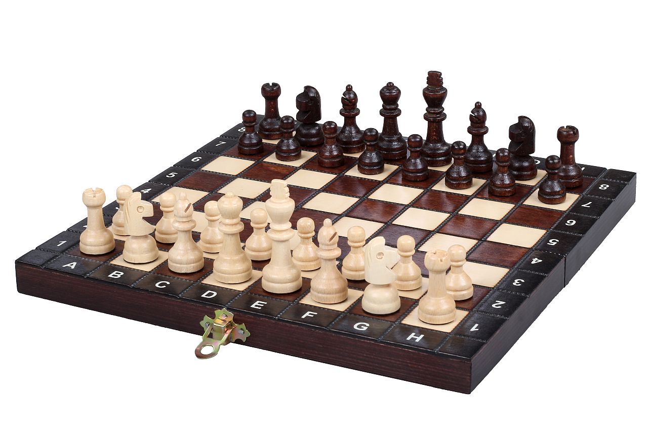 Jeu d'Echecs SCOLAIRE en bois de charme, de petite taille  (27,5 x 27,5cm) - Ensemble Complet - Jeu d'Echecs SCOLAIRE en bois de charme, de petite taille  (27,5 x 27,5cm) - Ensemble Complet