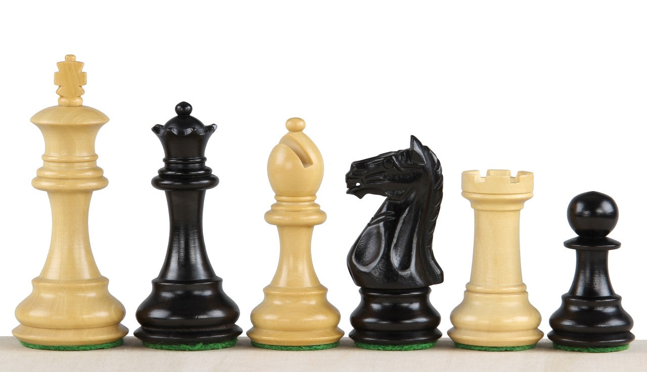 Pièces d'échecs Oxford en bois de buis teinté et naturel - Taille 3,50'' - Pièces d'échecs Oxford en bois de buis teinté et naturel - Taille 3,50''