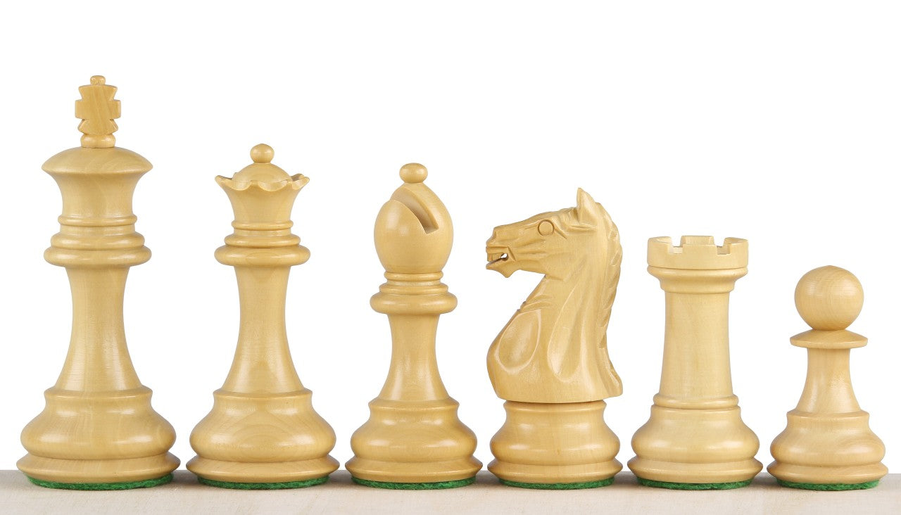 Pièces d'échecs Oxford en bois de buis teinté et naturel - Taille 3,50'' - Pièces d'échecs Oxford en bois de buis teinté et naturel - Taille 3,50''