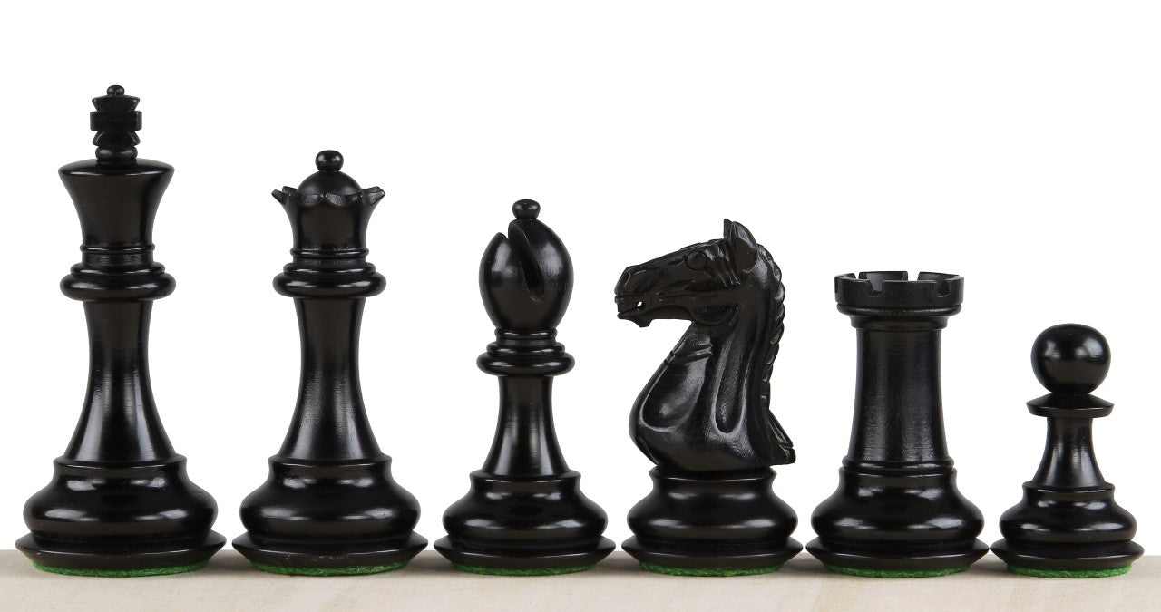 Pièces d'échecs Oxford en bois de buis teinté et naturel - Taille 4,00'' - Pièces d'échecs Oxford en bois de buis teinté et naturel - Taille 4,00''