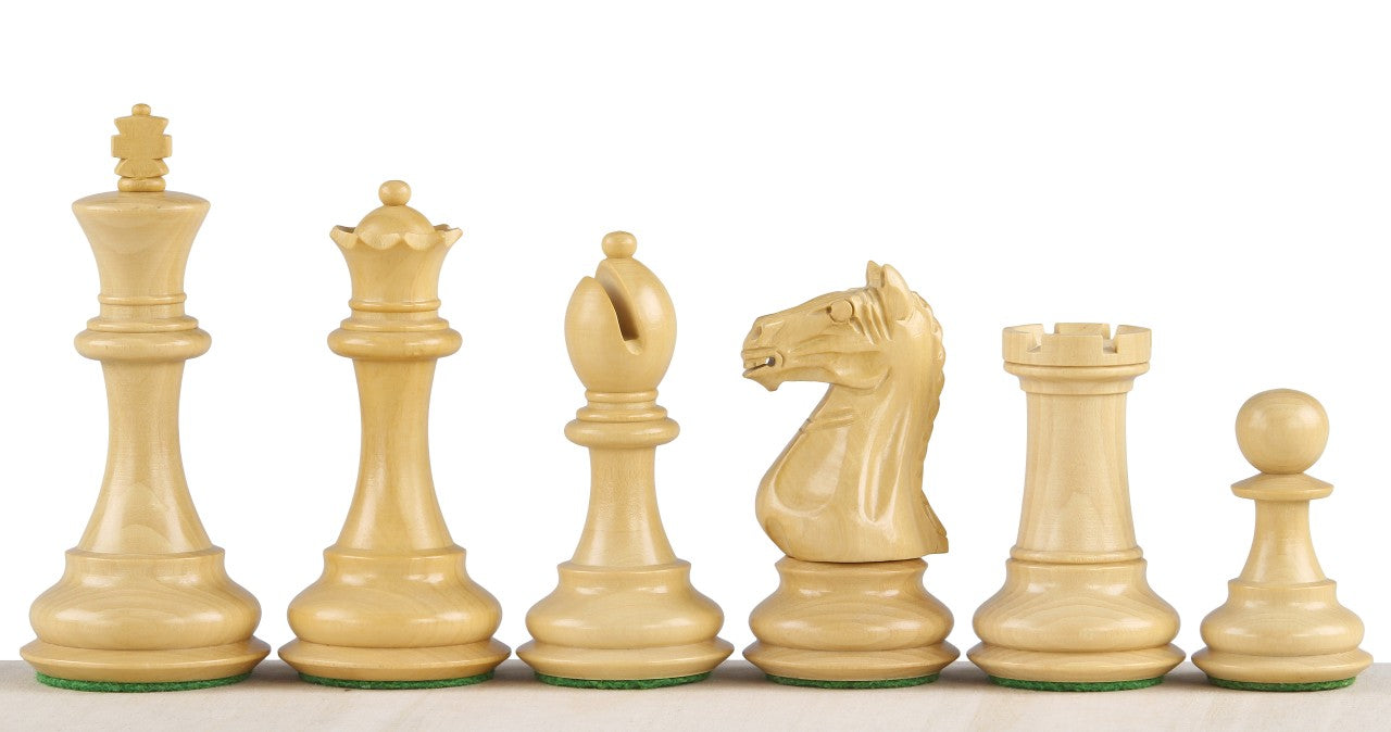 Pièces d'échecs Oxford en bois de buis teinté et naturel - Taille 4,00'' - Pièces d'échecs Oxford en bois de buis teinté et naturel - Taille 4,00''