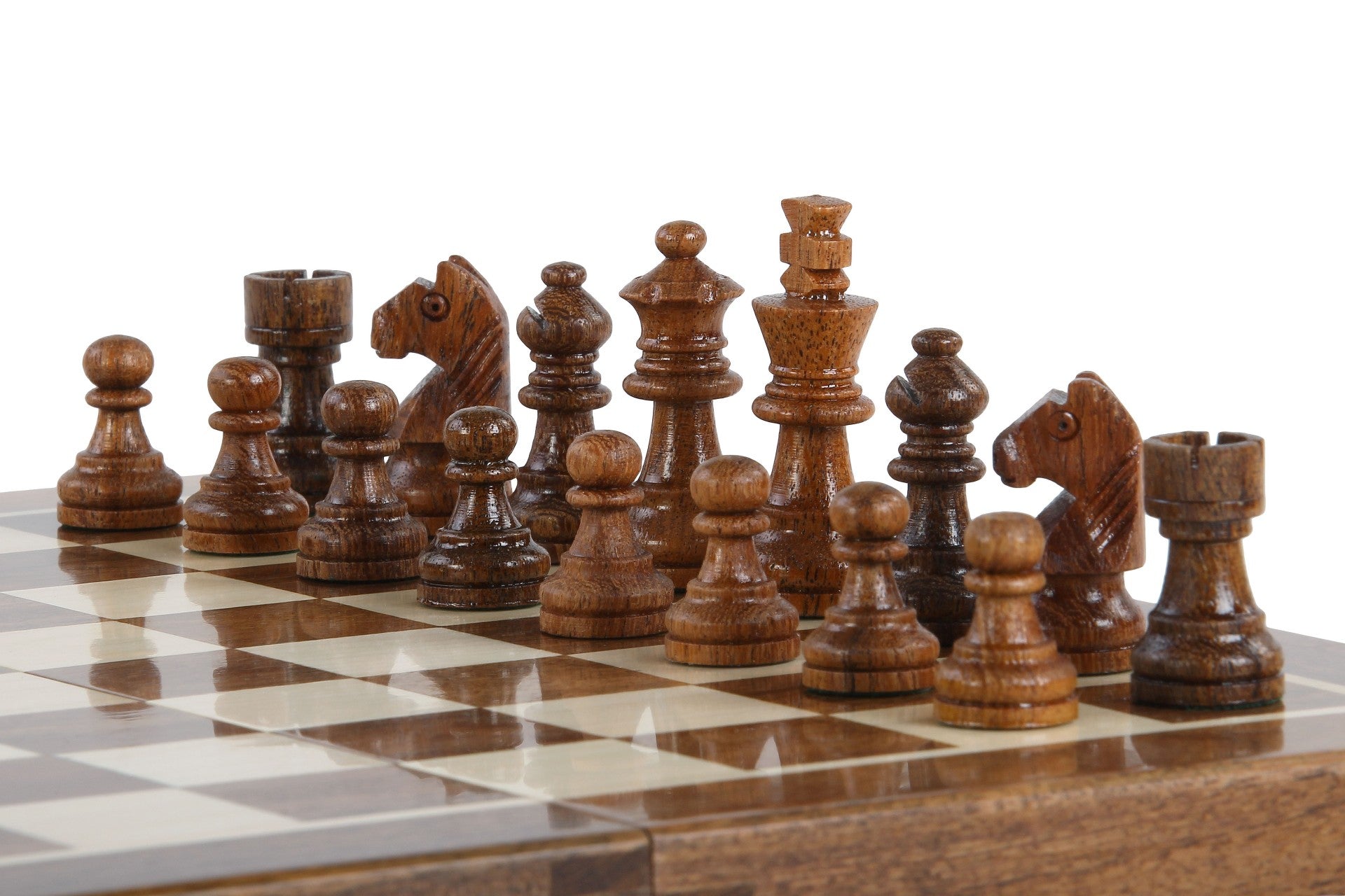 Jeu d'échecs Magnétique Pliant en bois d'acacia et buis de petite taille (25x25cm) - Jeu d'échecs Magnétique Pliant en bois d'acacia et buis de petite taille (25x25cm)