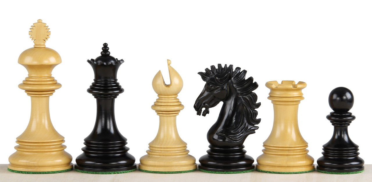 Pièces d'échecs Sunrise en bois d'ébène et de buis - Taille 4,00'' - Pièces d'échecs Sunrise en bois d'ébène et de buis - Taille 4,00''