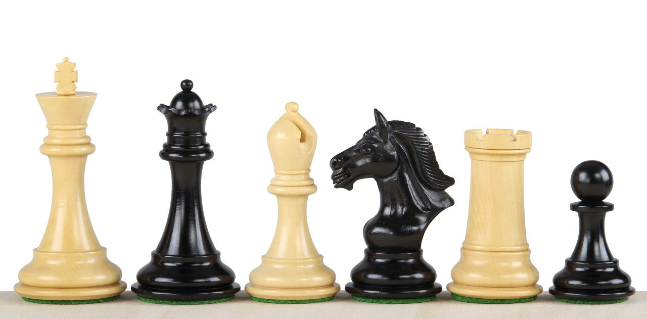 Pièces d'échecs Derby Ebony en bois d'ébène de buis - Taille 4,00'' - Pièces d'échecs Derby Ebony en bois d'ébène de buis - Taille 4,00''