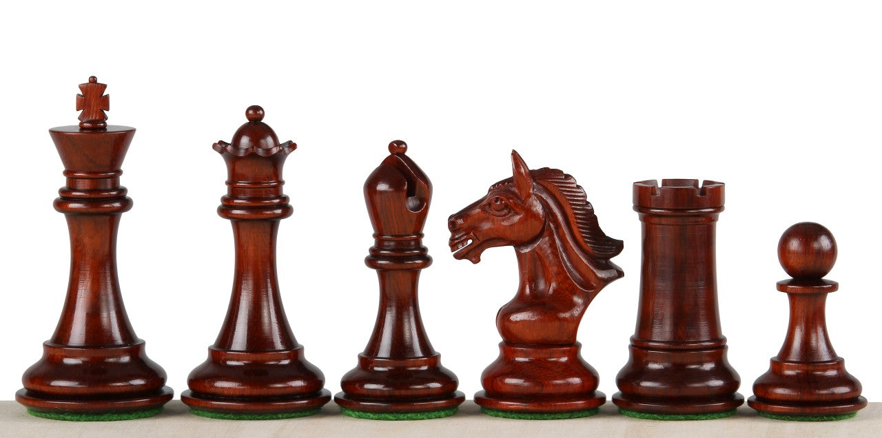 Pièces d'échecs Derby Redwood en bois de padouk et buis - Taille 4,00'' - Pièces d'échecs Derby Redwood en bois de padouk et buis - Taille 4,00''