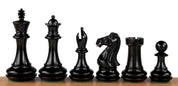 Pièces d'échecs Champfered Base Ebony en bois d'ébène et de buis - Taille 4,25''