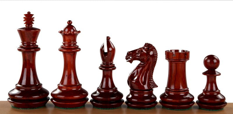 Pièces d'échecs Champfered Base Red en bois de padouk et de buis - Taille 4,25'' - Pièces d'échecs Champfered Base Red en bois de padouk et de buis - Taille 4,25''